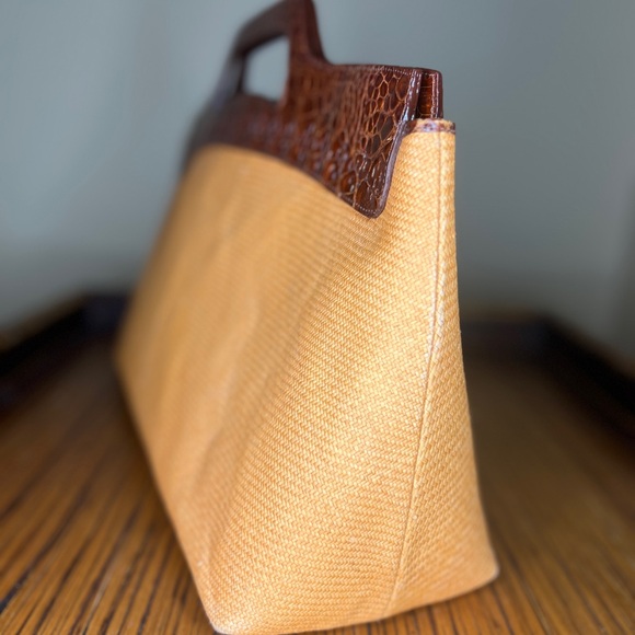 Nancy Gonzalez Linen Crocodile Leather Tote Handbag - Picture 5 of 11